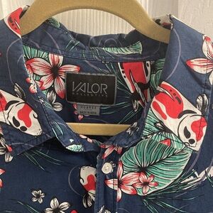Men's KOI FISH Design Cotton Button up shirt 100% Cotton Size XL - VALOR